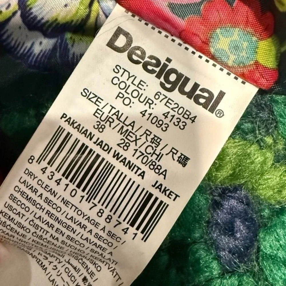 Desigual Nini Chunky Knit Coat Women 38‎ XS Wool Blend Boho Artsy Jacket